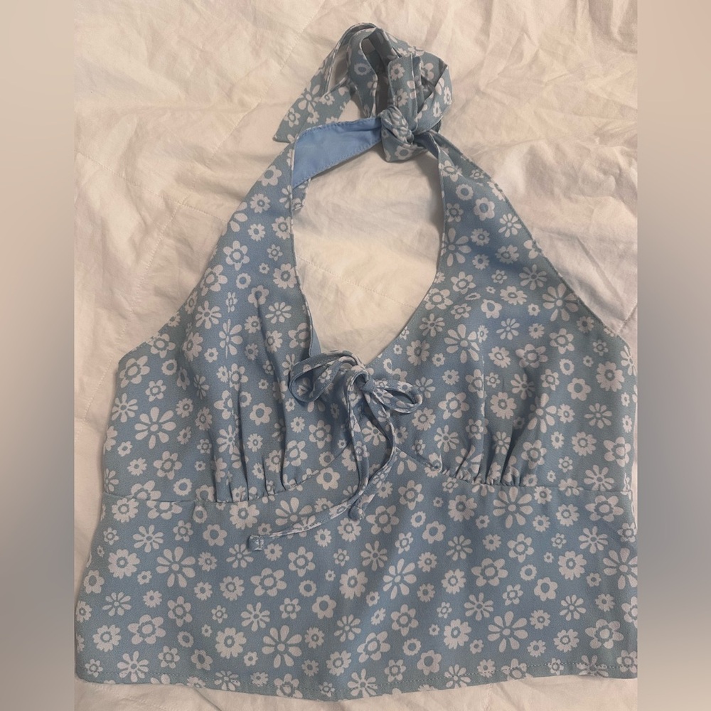 Hollister floral Blue Halter Top